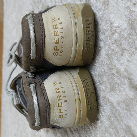 Sperry Top-Sider Sequin Leather Moccasin Shoes 6.5M Tan Gray - Picture 10 of 16